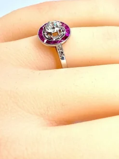 Bague Or blanc Diamants Rubis