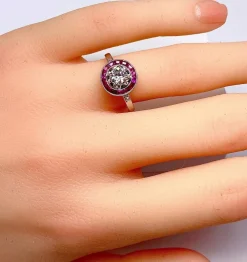 Bague Or blanc Diamants Rubis