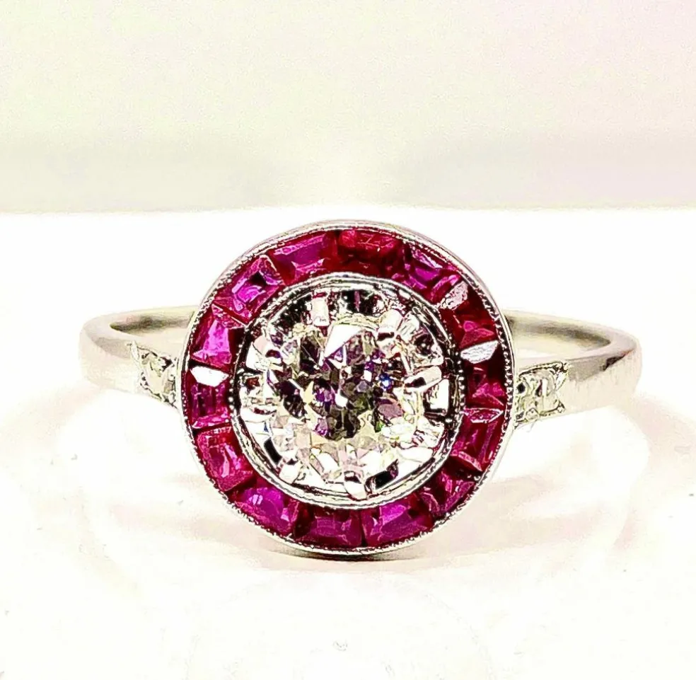 Bague Or blanc Diamants Rubis