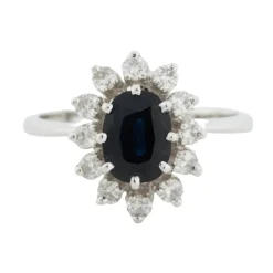 Bague Or blanc Diamants Saphir