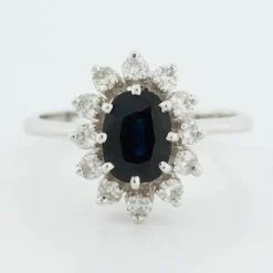 Bague Or blanc Diamants Saphir