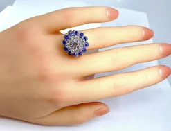 Bague Or blanc Diamants Saphirs
