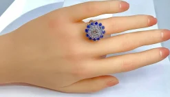 Bague Or blanc Diamants Saphirs