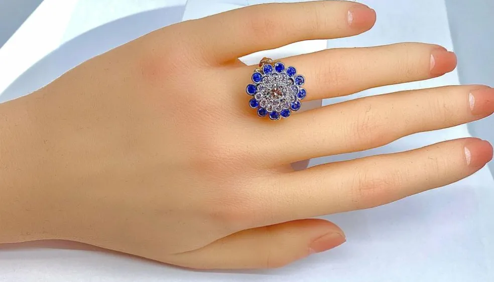 Bague Or blanc Diamants Saphirs