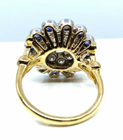Bague Or blanc Diamants Saphirs