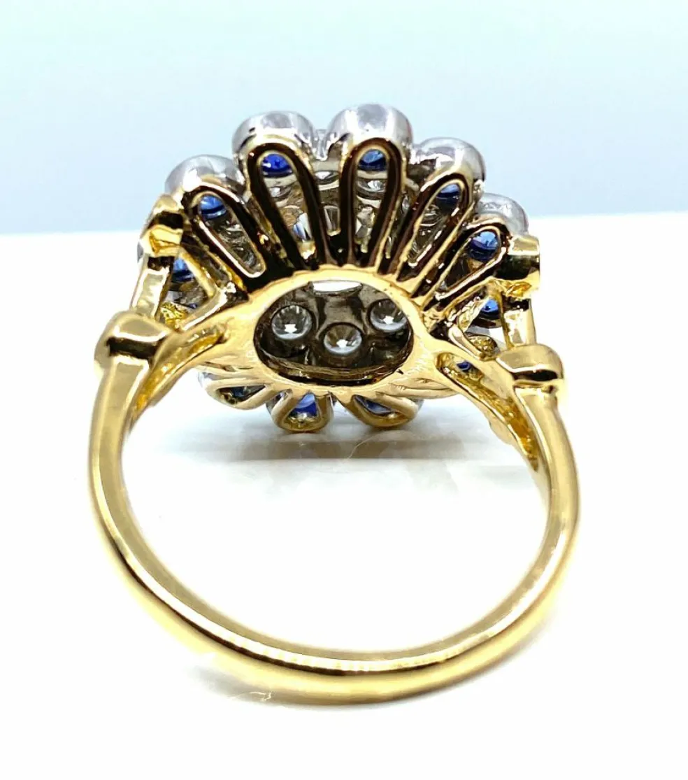 Bague Or blanc Diamants Saphirs