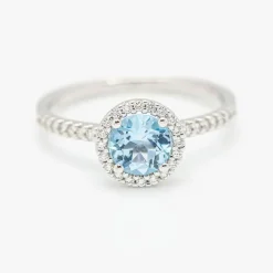 Bague Or blanc Diamants Topaze