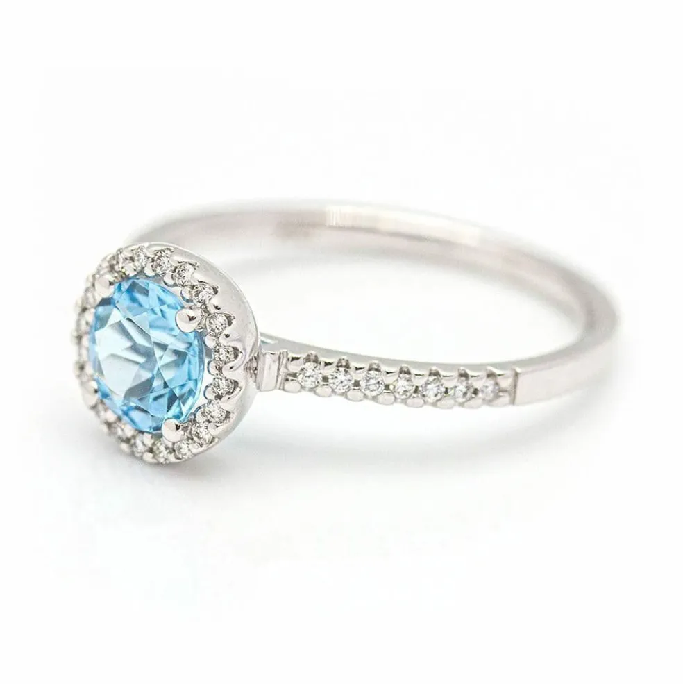 Bague Or blanc Diamants Topaze