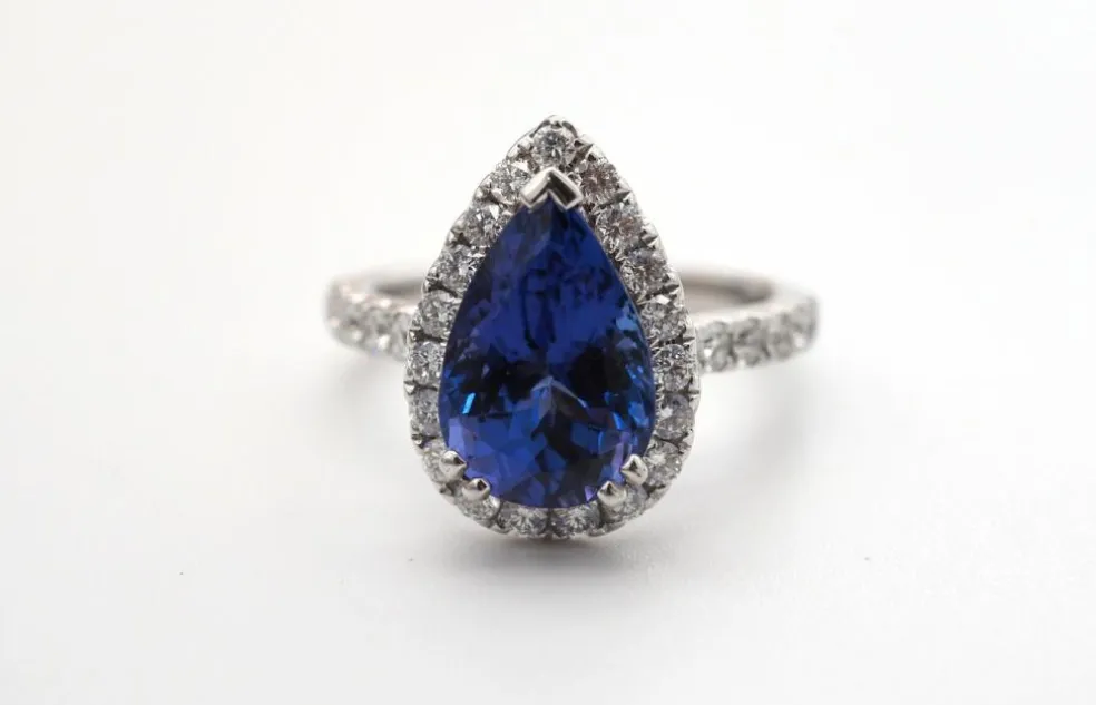 Bague Or Blanc Diamants Tanzanite