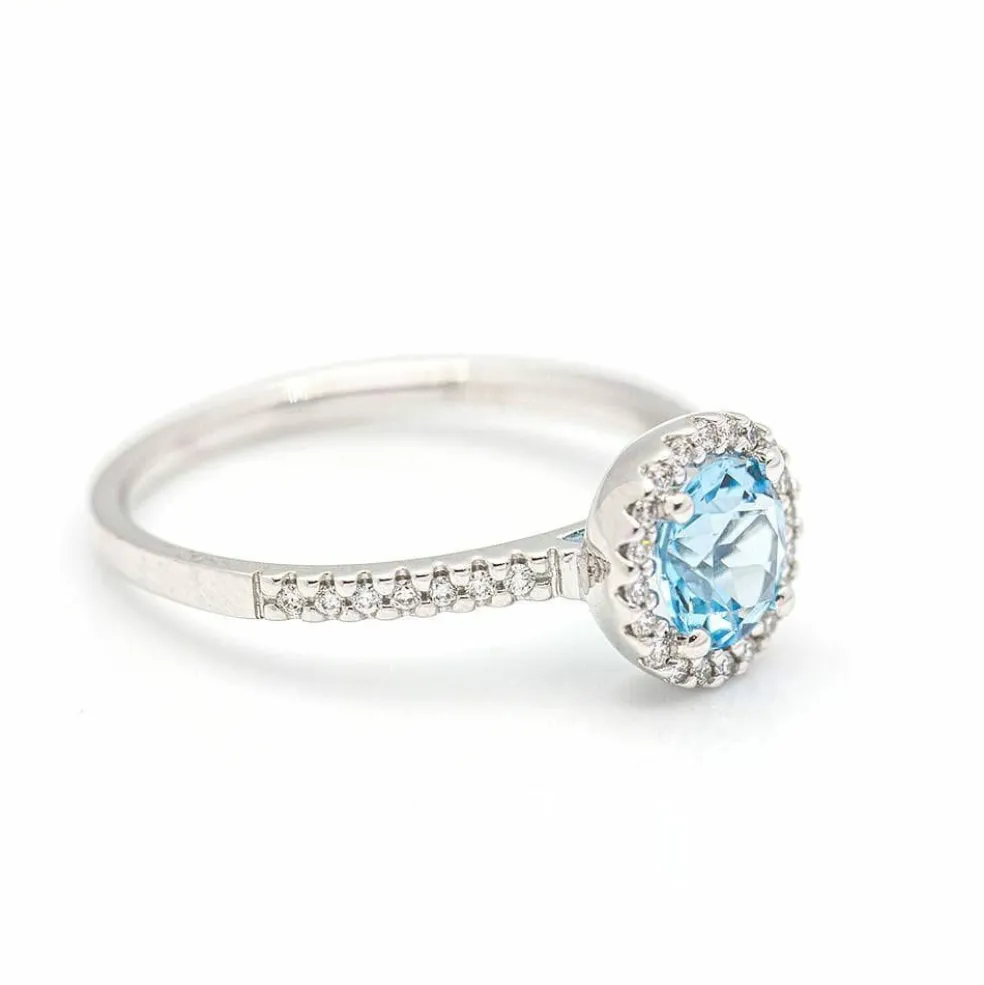 Bague Or blanc Diamants Topaze