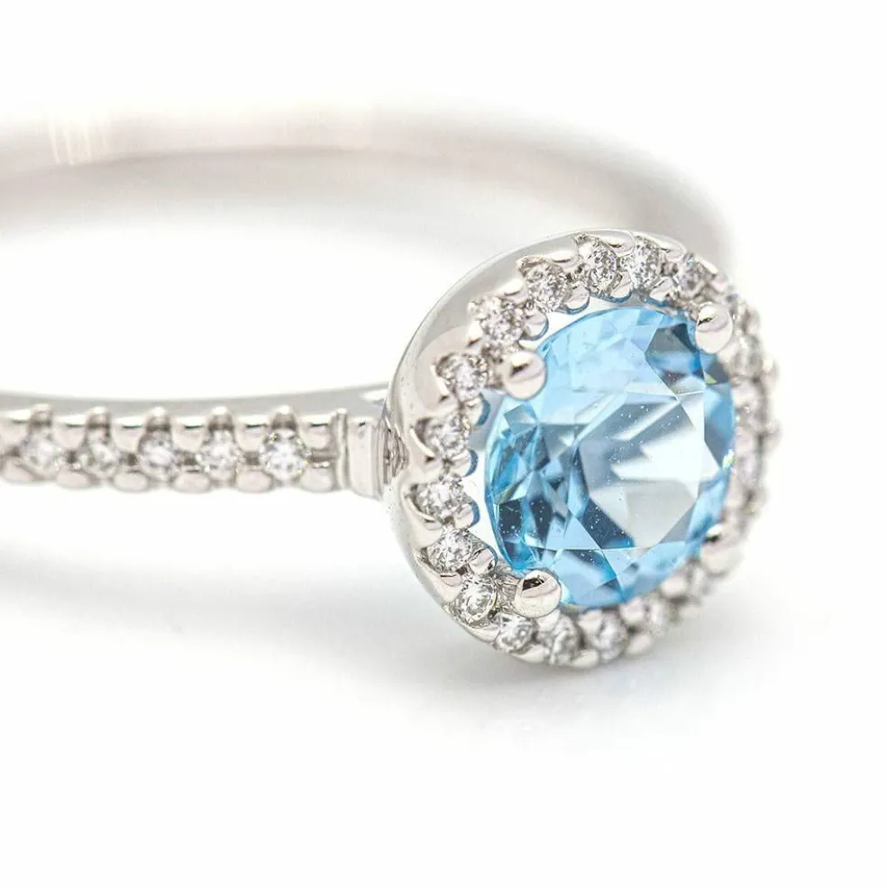 Bague Or blanc Diamants Topaze