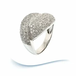 Bague or blanc, diamants total 2 carats