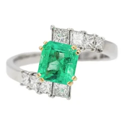 Bague Or blanc Emeraude