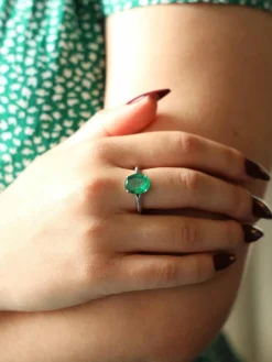 Bague Or blanc Emeraude