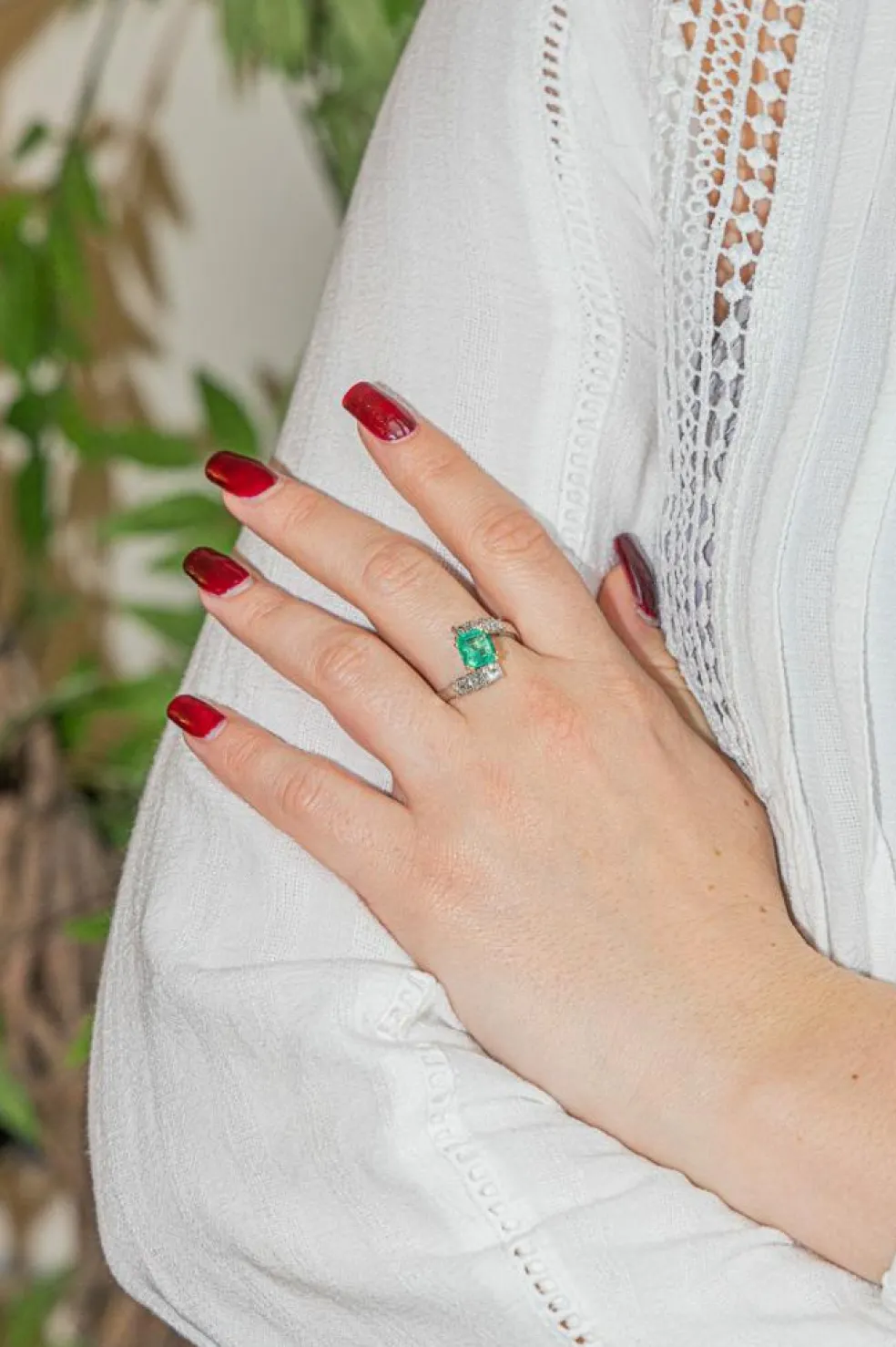 Bague Or blanc Emeraude