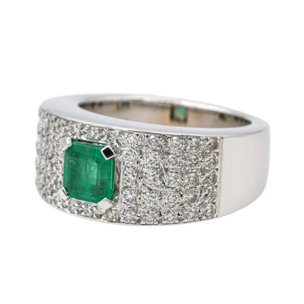 Bague Or blanc Emeraude