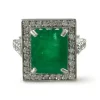 Bague or blanc emeraude 6 ct et diamants