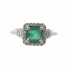 Bague Or blanc Emeraude Diamants