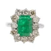 Bague Or blanc Emeraude, Diamant