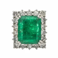 Bague Or blanc Emeraude, Diamant