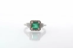 Bague Or blanc Emeraude Diamants