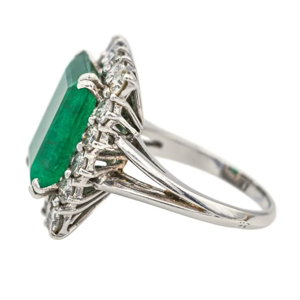 Bague Or blanc Emeraude, Diamant