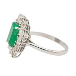 Bague Or blanc Emeraude, Diamant