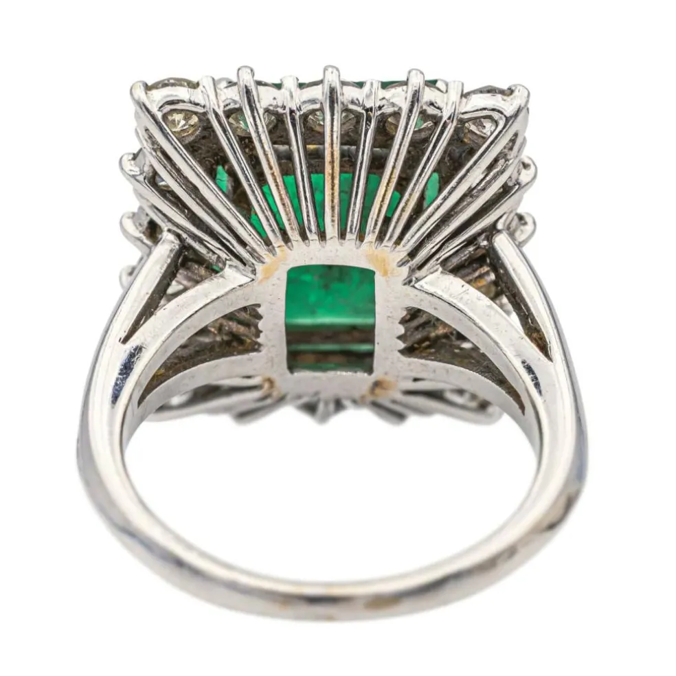 Bague Or blanc Emeraude, Diamant