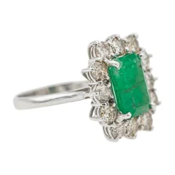 Bague Or blanc Emeraude, Diamant