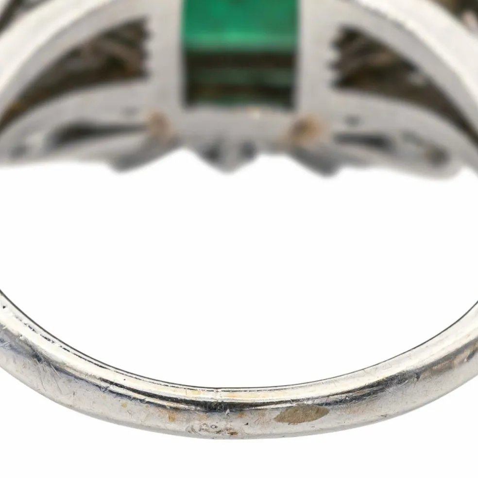 Bague Or blanc Emeraude, Diamant