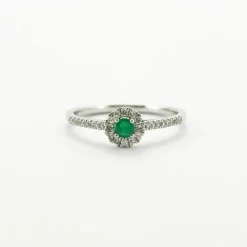 Bague or blanc Emeraude diamants