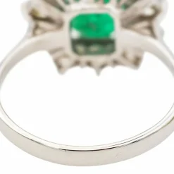 Bague Or blanc Emeraude, Diamant