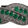 Bague Or Blanc, Emeraudes & Diamants