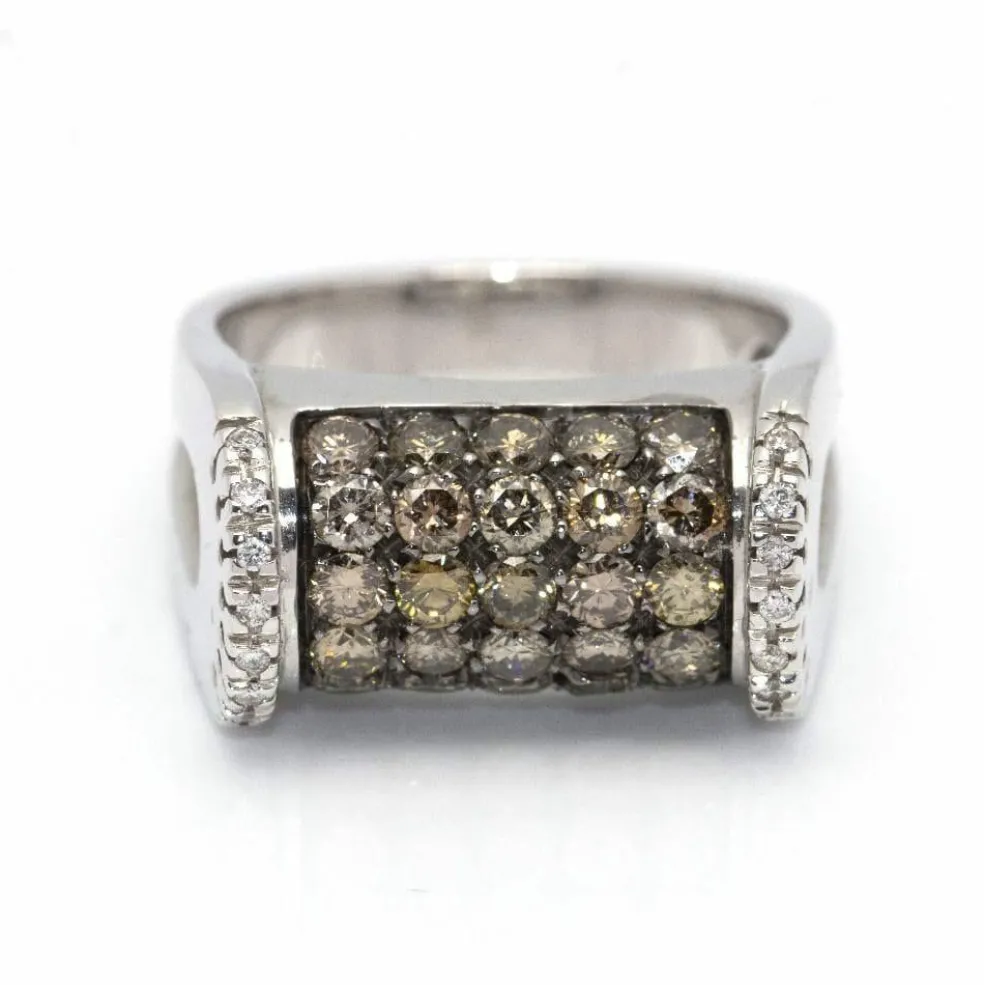 Bague Or blanc et Diamants Champagne