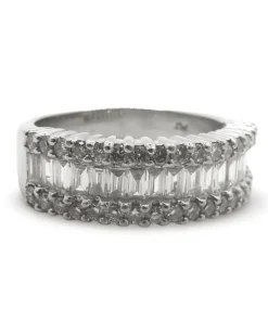 Bague or blanc et diamants 1 ct