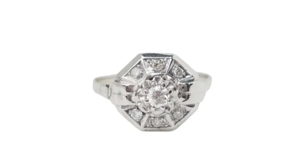 Bague or blanc et diamants