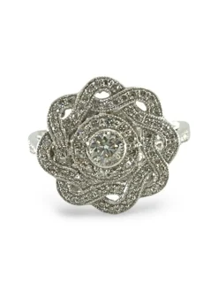 Bague or blanc et diamants 1,10 ct