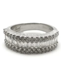 Bague or blanc et diamants 1 ct
