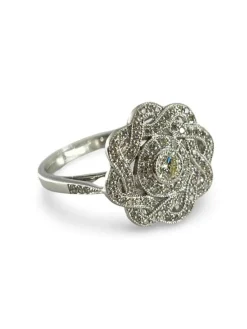 Bague or blanc et diamants 1,10 ct