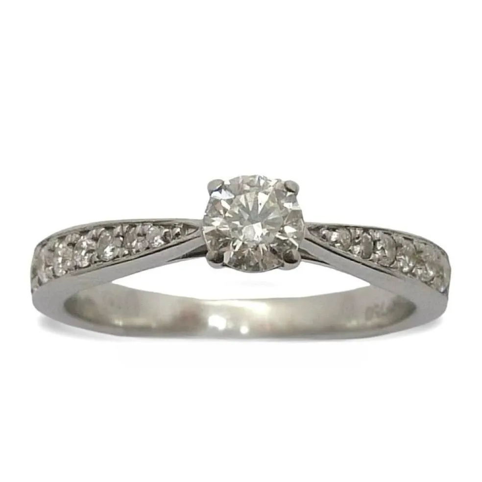 Bague or blanc et diamants 0,53 ct