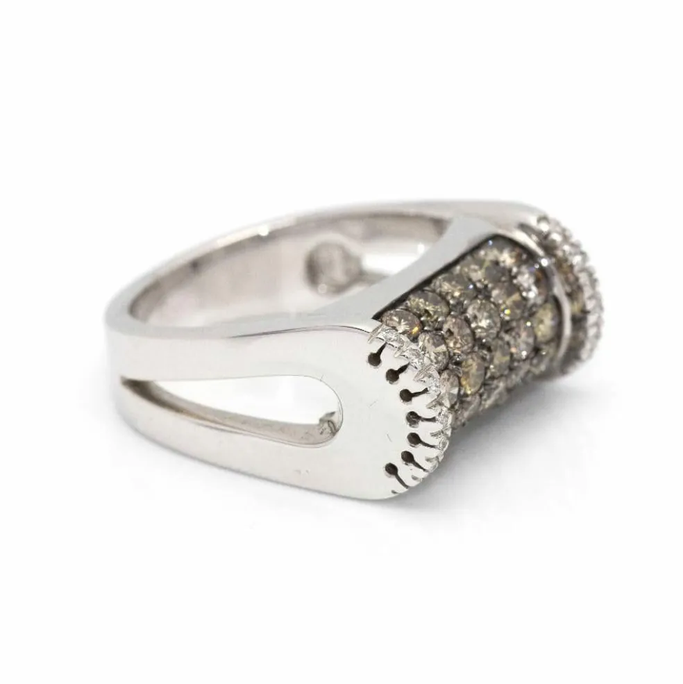Bague Or blanc et Diamants Champagne