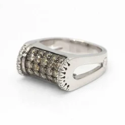 Bague Or blanc et Diamants Champagne