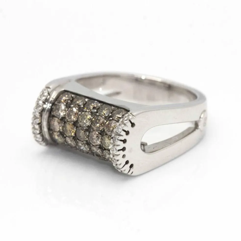 Bague Or blanc et Diamants Champagne