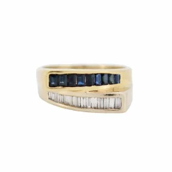 Bague Or Blanc et Jaune Saphirs et Diamants