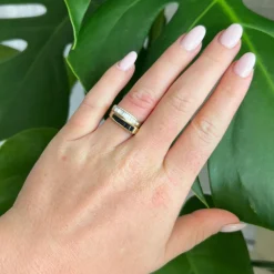 Bague Or Blanc et Jaune Saphirs et Diamants