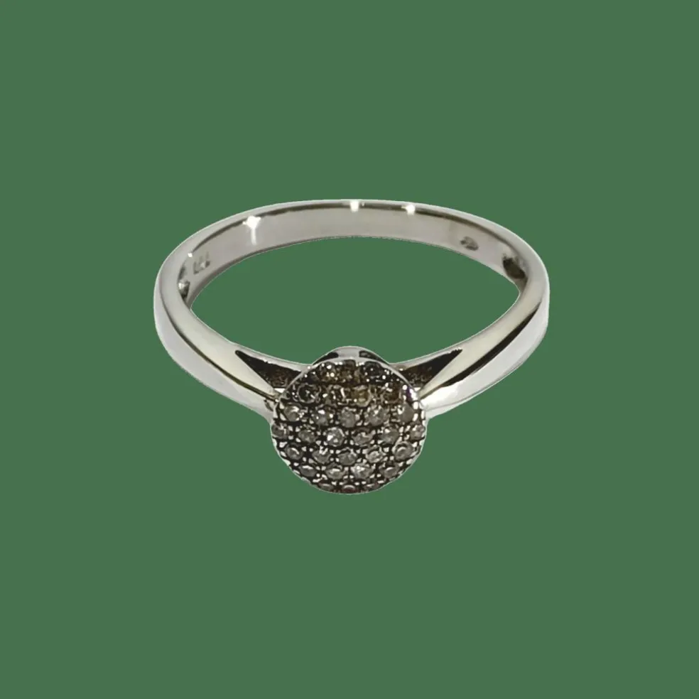 Bague or blanc et pavage diamants