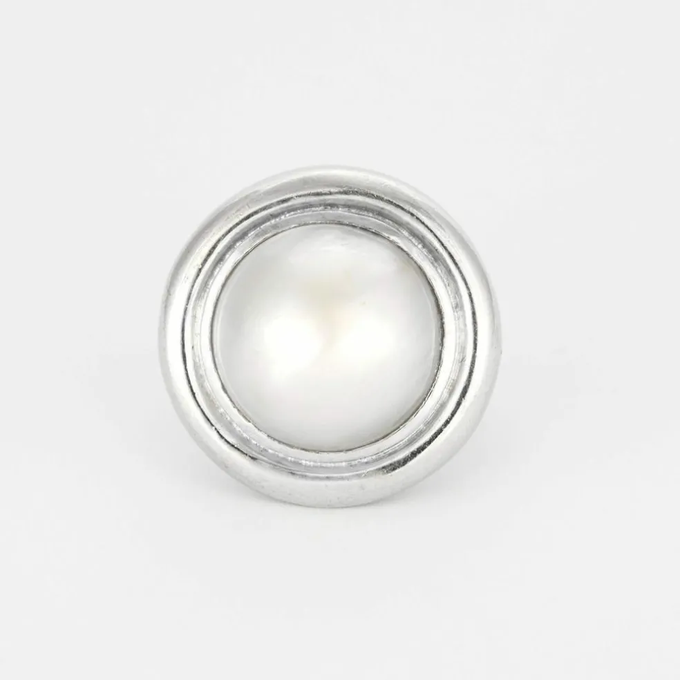 Bague or blanc et perle mabé