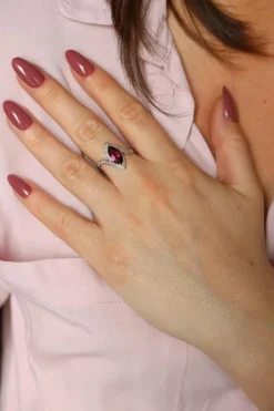 Bague Or blanc Grenat Almandin