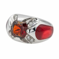 Bague Or blanc Grenat, Diamant