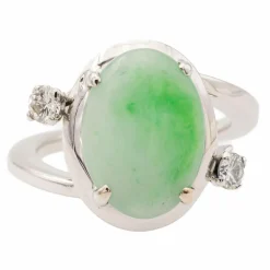 Bague or blanc Jade Jadéite
